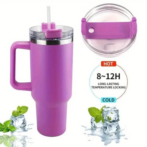 Stainless Steel Vacuum Flask with Straw 900ml - Image 5