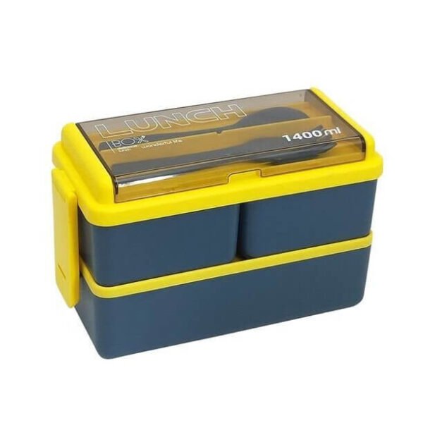 4 In 1 Double Layer Plastic Lunch Box With Cutlery Set - Image 5