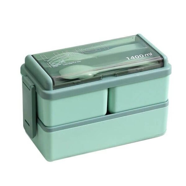4 In 1 Double Layer Plastic Lunch Box With Cutlery Set - Image 4